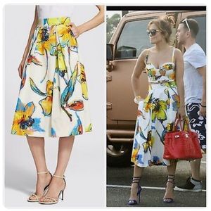 Milly Floral “Luna” pleated midi skirt, size 12